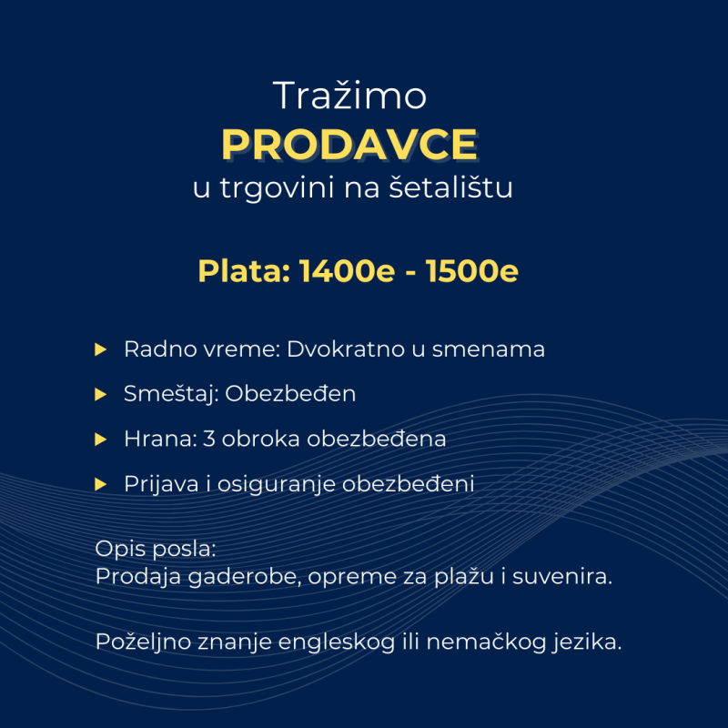 TRAŽIMO PRODAVCA